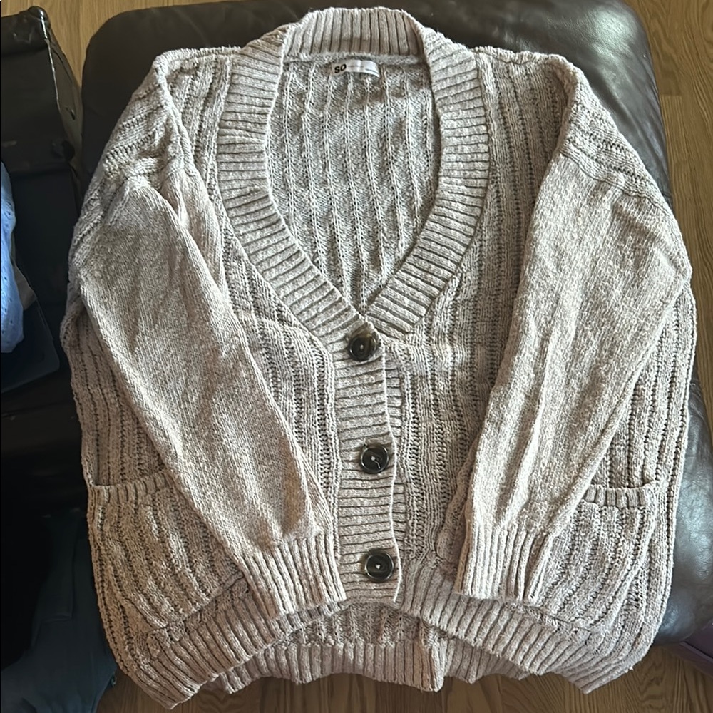 SO Women's Beige Cardigan Sweater